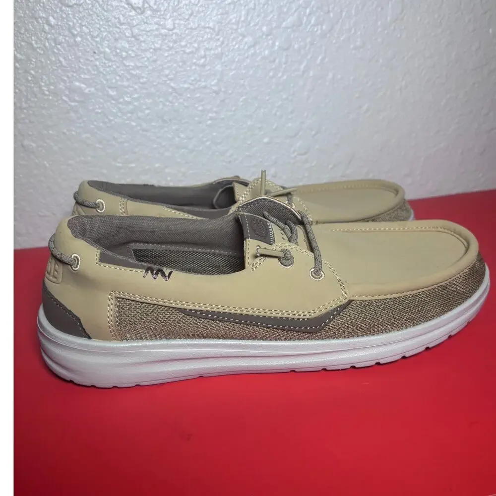 Hey Dude Men's Welsh Grip Classic Mesh Slip on Boat Brown Shoes size 9
